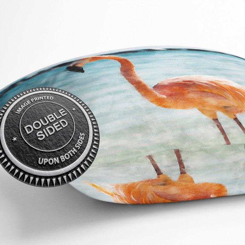 Lone Flamingo Painting Cushion with Filling, 55cm H x 55cm W x 20cm D