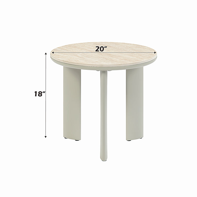 Ceramic top with light gray finish, side table
