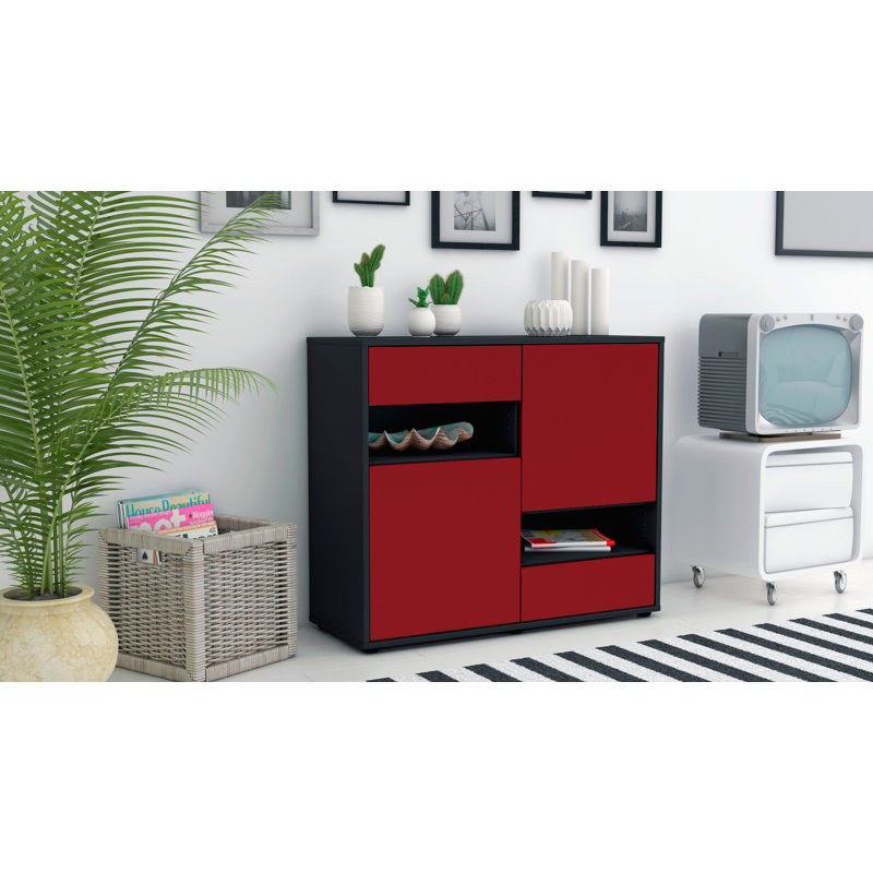Ramsel 92cm Sideboard, Anthracite/Red