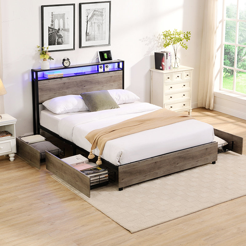 Althea Upholstered Bed, Queen, Antique Grey