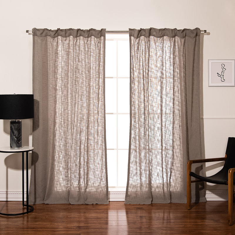 Cotton Semi Sheer Curtain Panel Pair, Gray, 52" W x 96" L