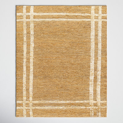 Jorgie Geometric Hand-Knotted Jute Area Rug in Khaki
