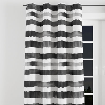 Rideaux obscurcissant à rayures - Rideau à œillets noir et blanc moderne - 1 panneau