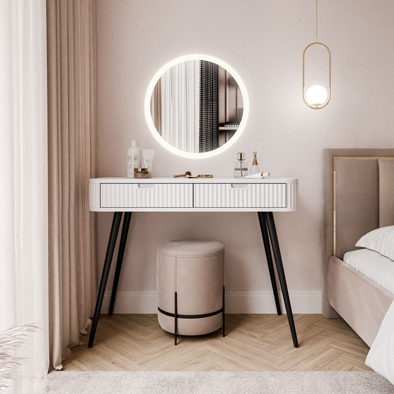 Novi Dressing Table with Mirror, White/Black