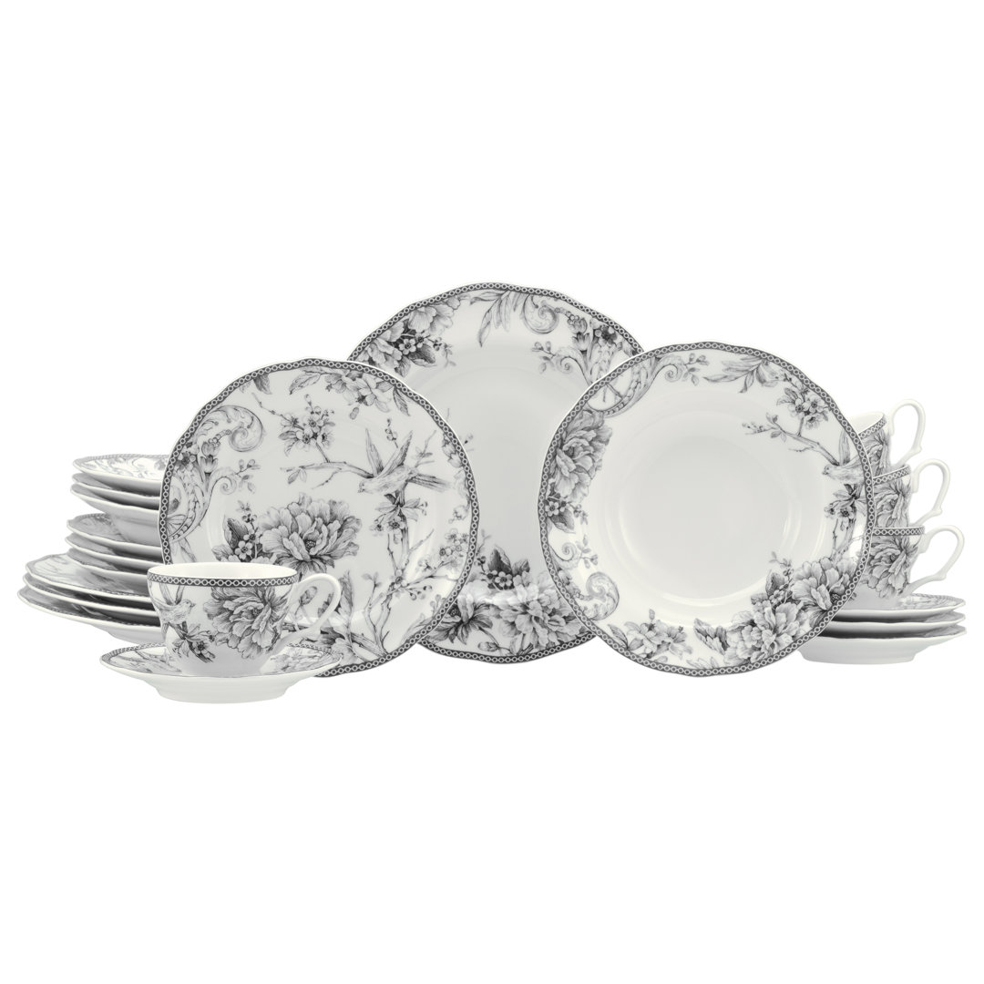 Adelaide Piece Porcelain China Dinnerware Set - Service for 4