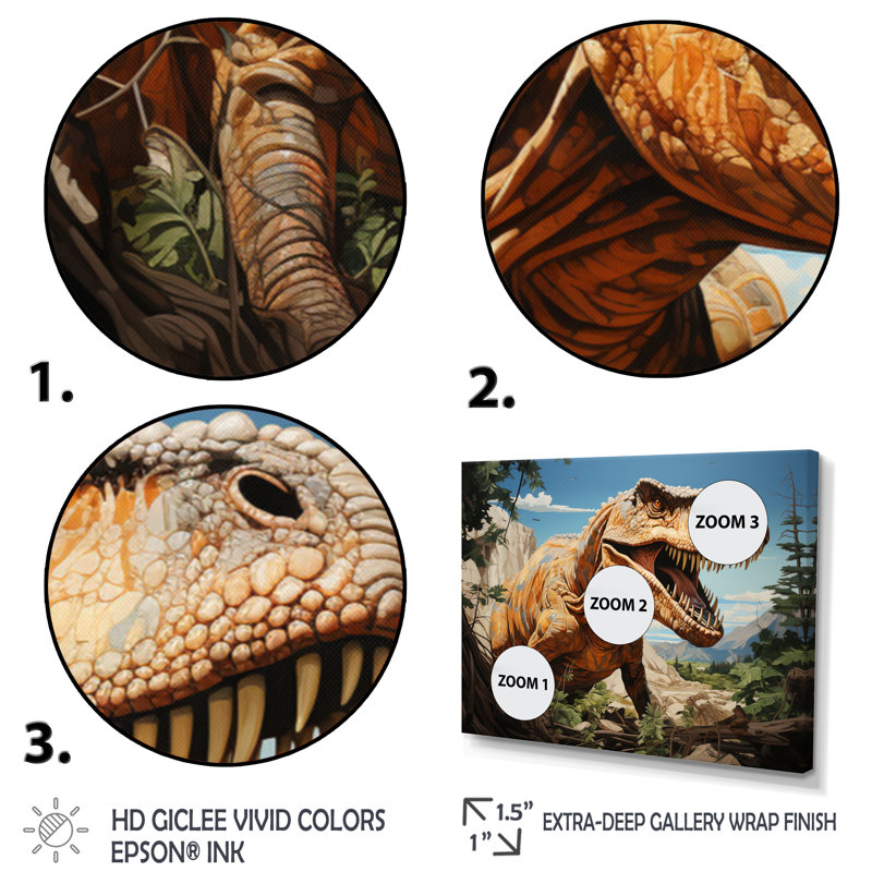 «Dinosaur Prehistoric Legacy Pastoral III», reproduction sur toile, Toile tendue, H 24 po x l 32 po x P 1 po