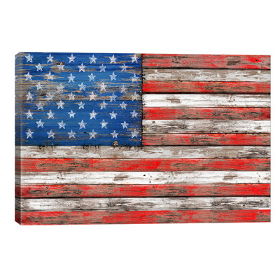 USA Vintage Wood by Diego Tirigall - No Frame Print on Canvas