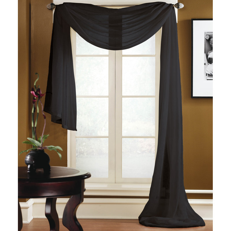 Candelario 100% Polyester Sheer Crushed Voile Solid Color Window Scarf 