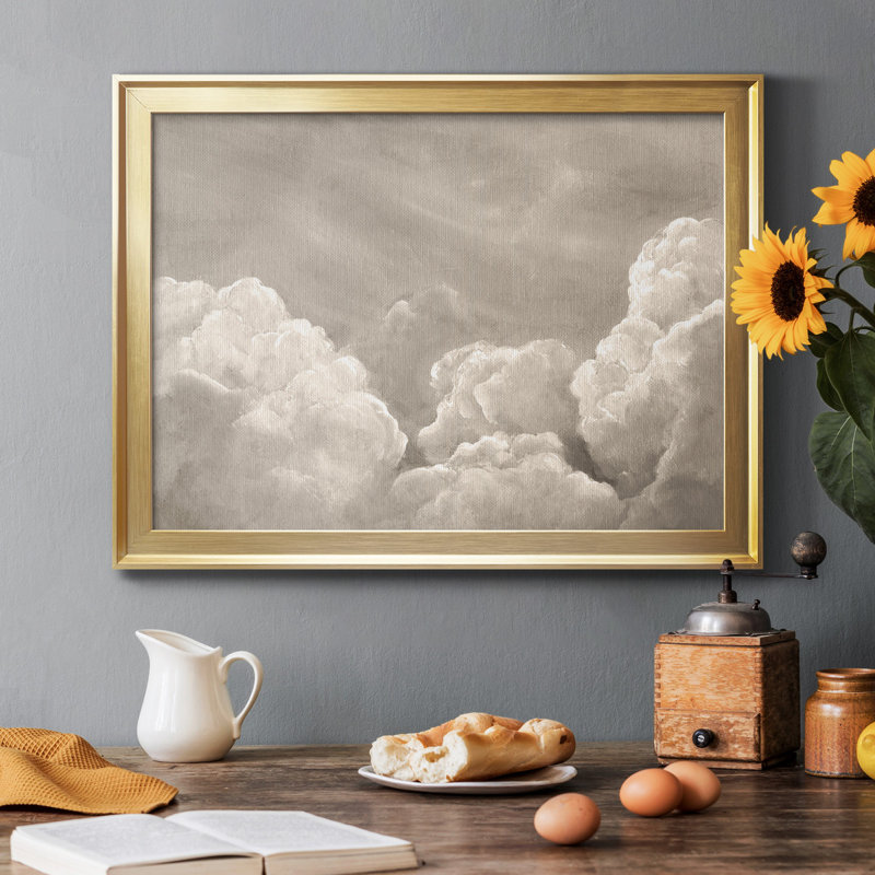 " Painted Clouds II ", 26.5" H x 36.5" W x 1" D, Gold Closed Corner Framed Canvas