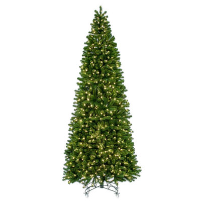  12' x 60" Deluxe Sequoia Pine Artificial Slim Pre-Lit Christmas Tree with 1800 Warm White LED 5MM Lights