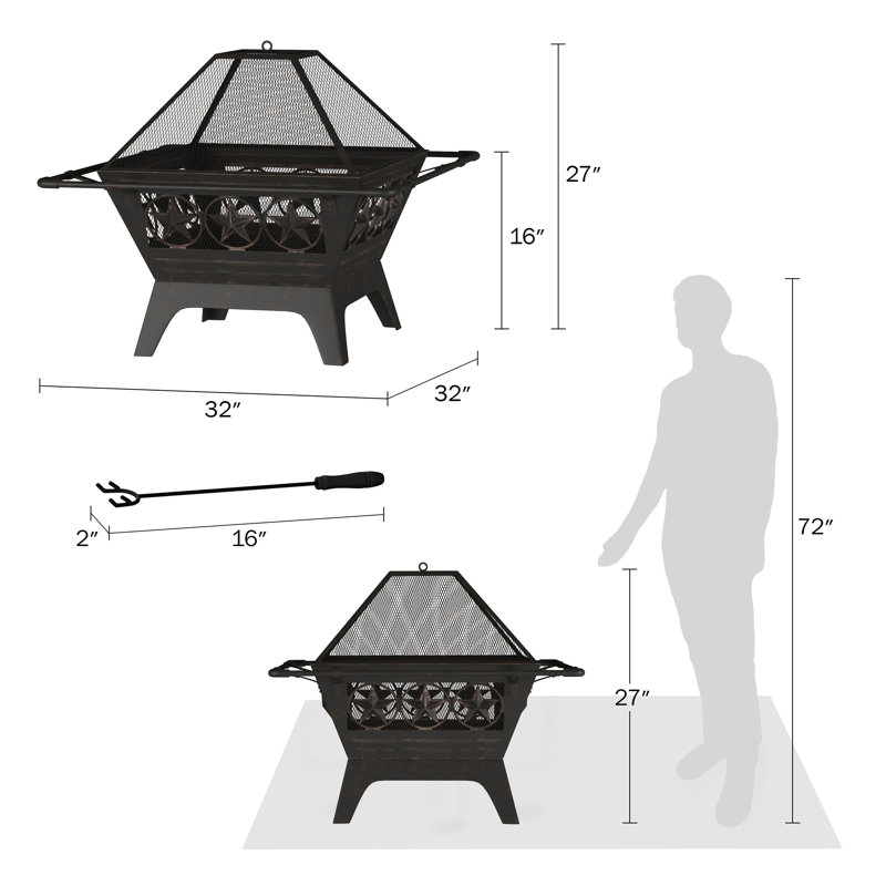 Square Steel Wood Burning Smokeless Fire Pit