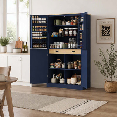 Armoire de cuisine autoportante dotée de nombreuses solutions de rangement organisées