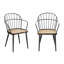 Ensemble de 2 fauteuils rustiques industriels de style Windsor avec chaises incurvées et pieds gris fer