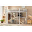 Structure de lit mezzanine grand format avec garde-robe intégrée, lit mezzanine en métal avec bureau et tablettes de rangement, grain de bois blanc-1718235465