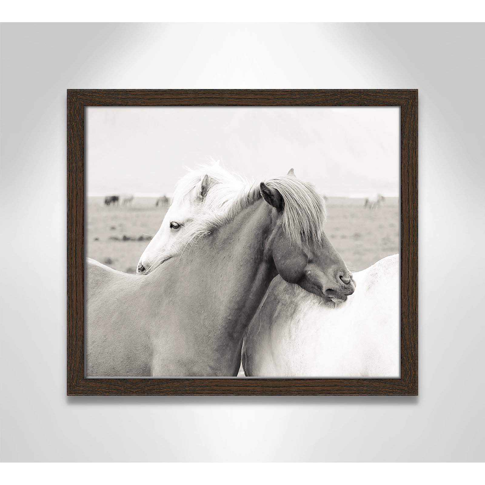 Melanie "Icelandic Meadow Horses" Print, 13" H x 15" W x 0.75" D, Walnut Wood Grain Framed