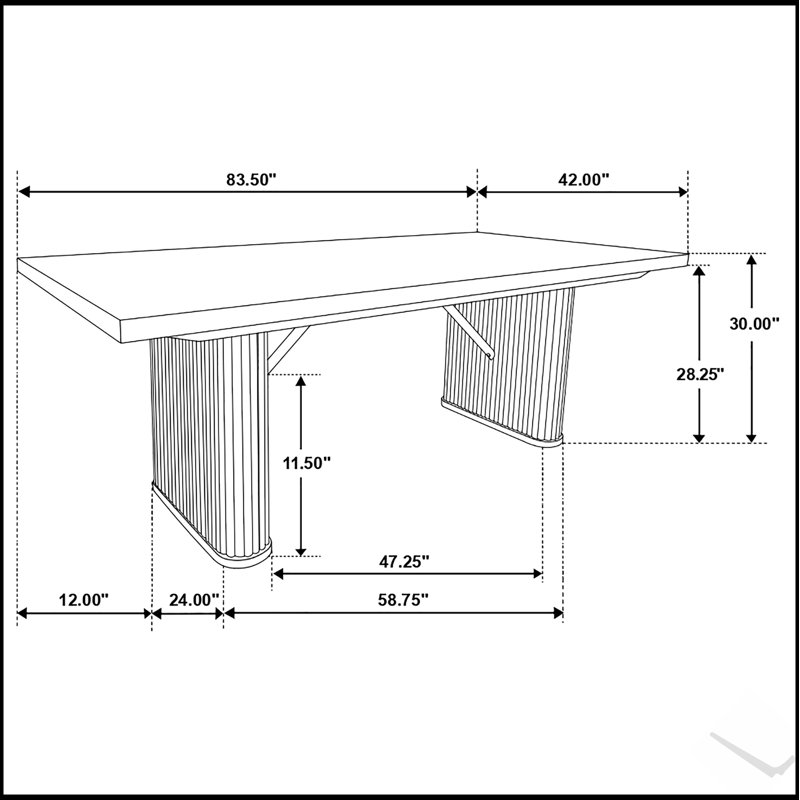 Houston Black Rectangular Double Pedestal Dining Table, Elegant and Durable for Modern Dining Spaces