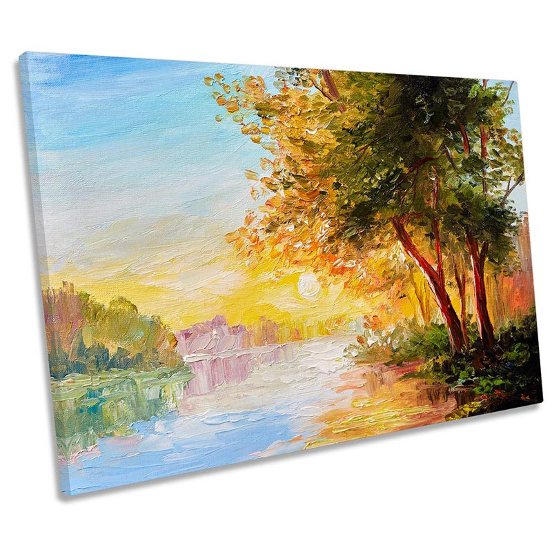 Sunset Landscape Tree Repro Framed - Wrapped Canvas Print, 30.5cm H x 45.7cm W x 2cm D