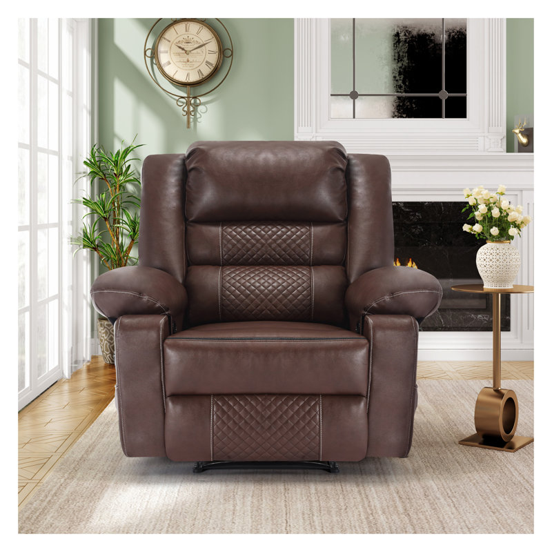 Brown PU Leather Massage Recliner Chair - Manual Living Room Reclining Sofa with 8-Point Vibration Massage for Ultimate Comfort