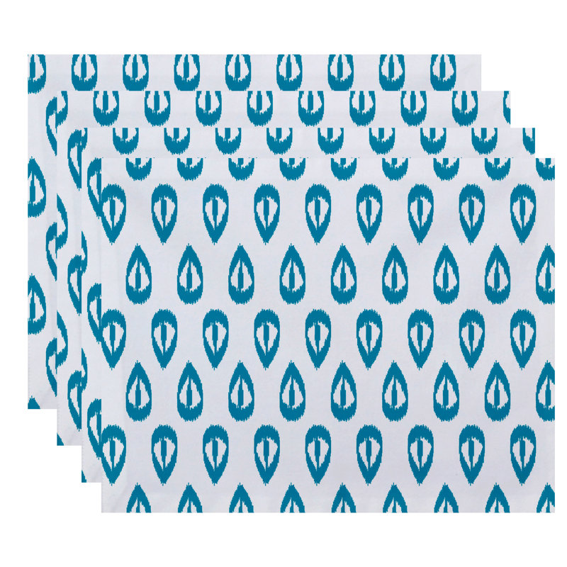 Ensemble de napperons 4 pièces Melchior Ikat Tears, Turquoise