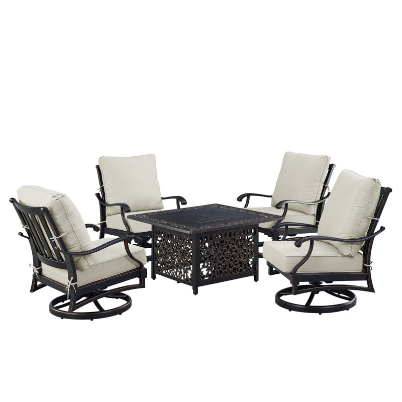 Ensemble de conversation avec coussins pour 4 personnes Mariacristina, Gris clair