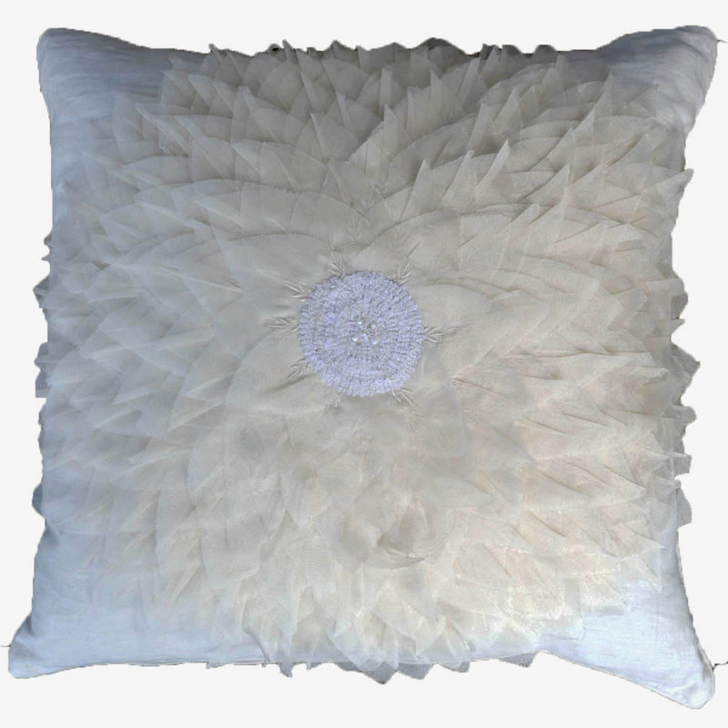 Dahlia Square Pillow, Ivory