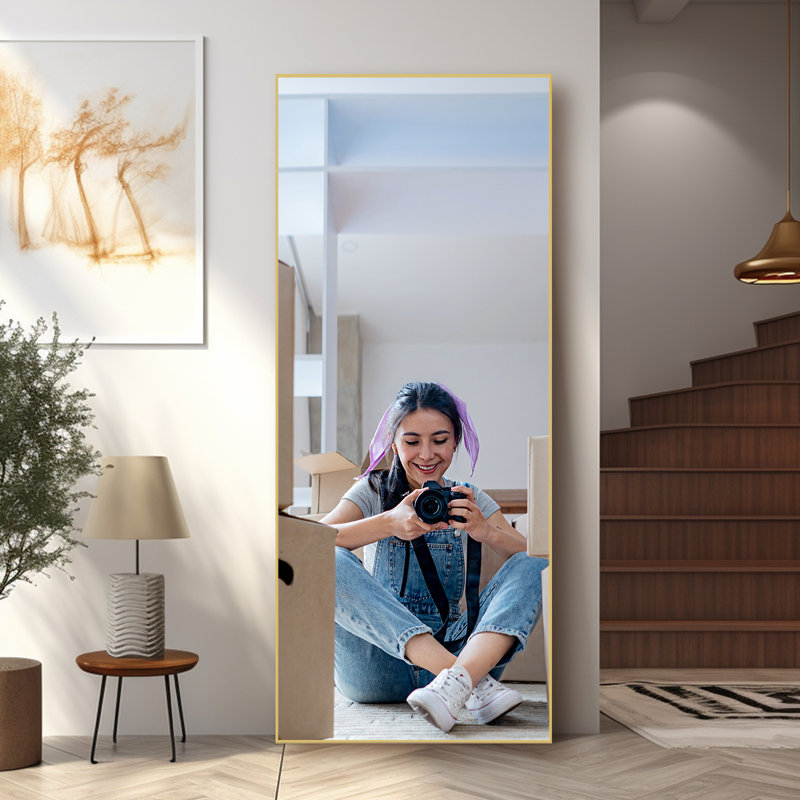 Miroir de plancher rectangulaire Chakong, Or, 71" x 30"