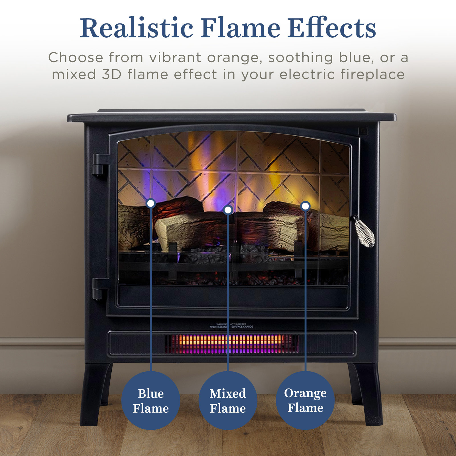 Country Living Smart Infrared Fireplace Stove, Black