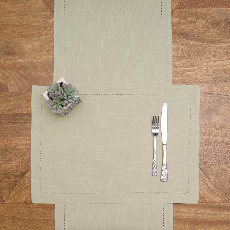 Ensemble de 6 napperons Hemstitch, Vert