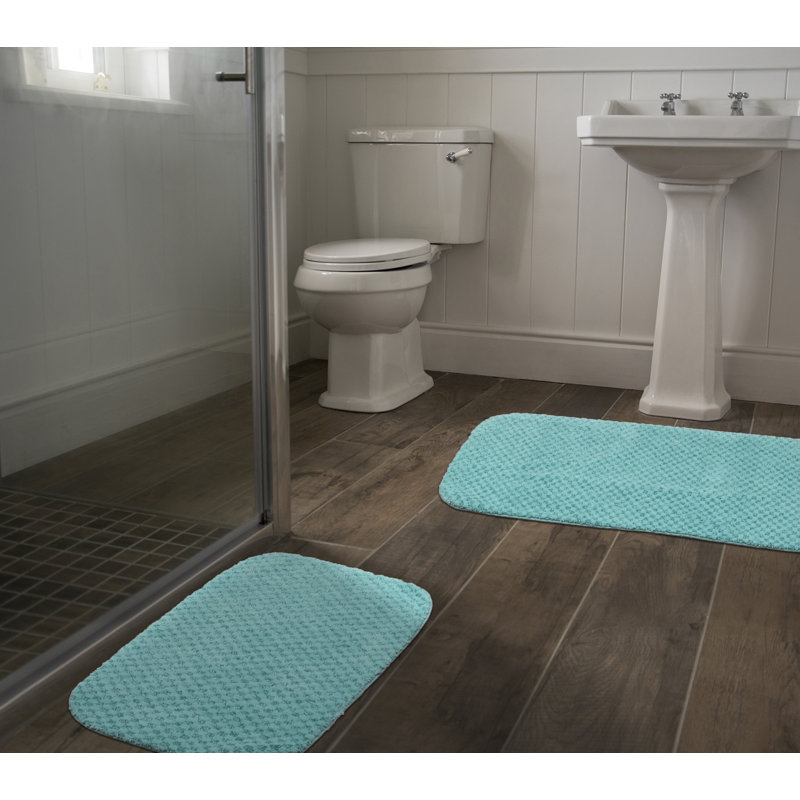 Ensemble de tapis de bain en nylon 2 pièces avec envers antidérapant Juliahna, Écume de mer