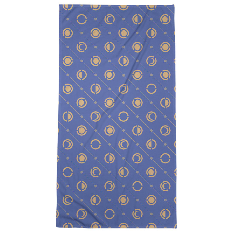 Serviette de plage Classic Moon Phases, Bleu marine / Orange