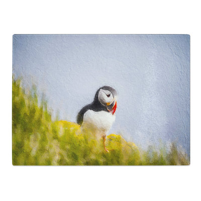 Lone Atlantic Puffin Design  Glass Chopping Board