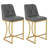 25.25'' H Pu Leather Upholstered Counter Stool With Gold Steel Base-975938410