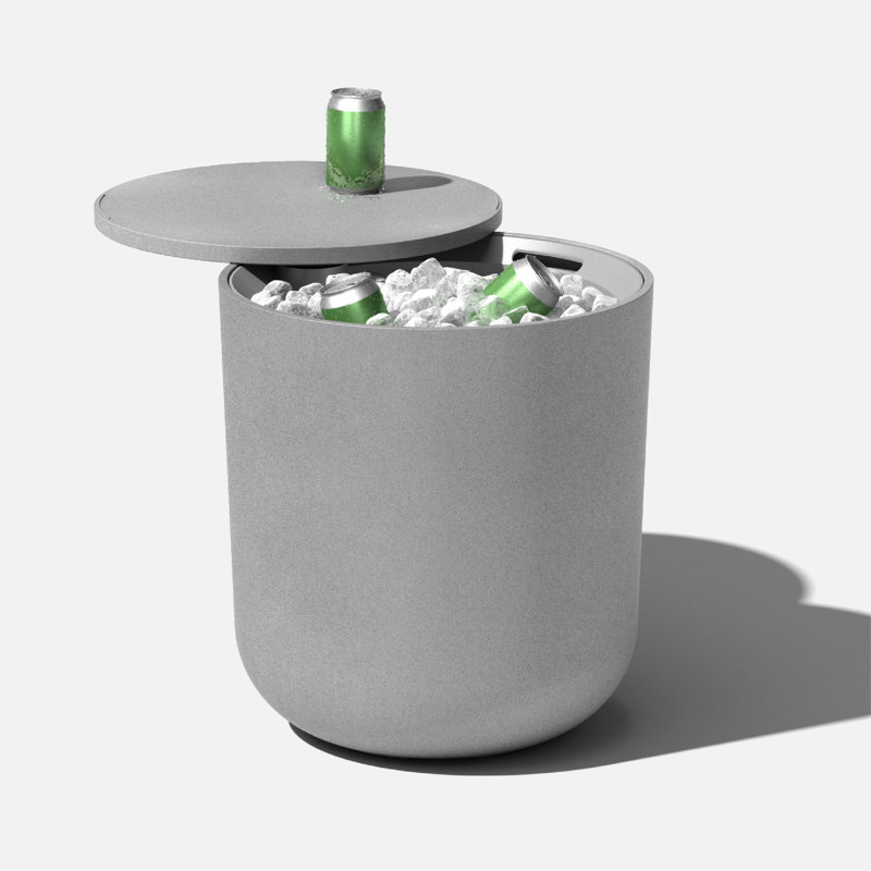 Kona Round Outdoor Side Table , 18.5'' in. W 18.5'' in. D, Gray