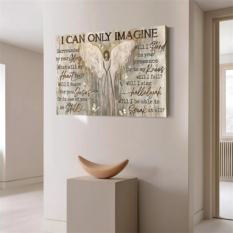 Art mural chrétien, ailes d'ange de campagne, 20 x 30 pouces