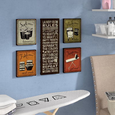" Trendy And Extremely Popular Humorous Laundry Room Rules And Laundry Sign " by N. Harbick 5 - Pieces