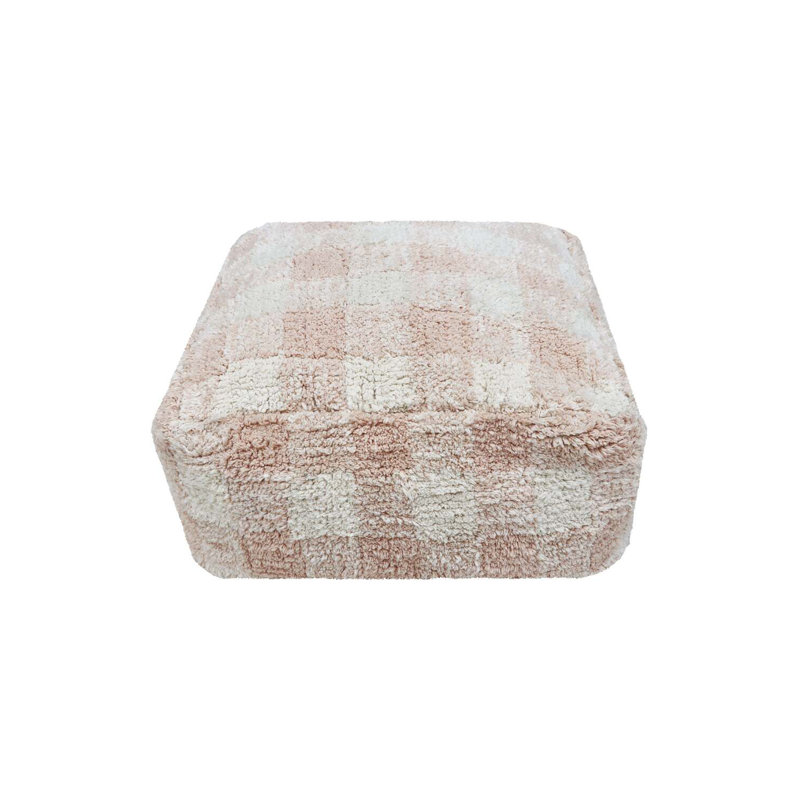 Vichy Square Pouf, Rose