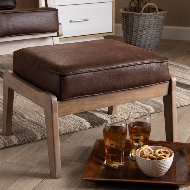 Forgey Upholstered Ottoman, Dark Brown