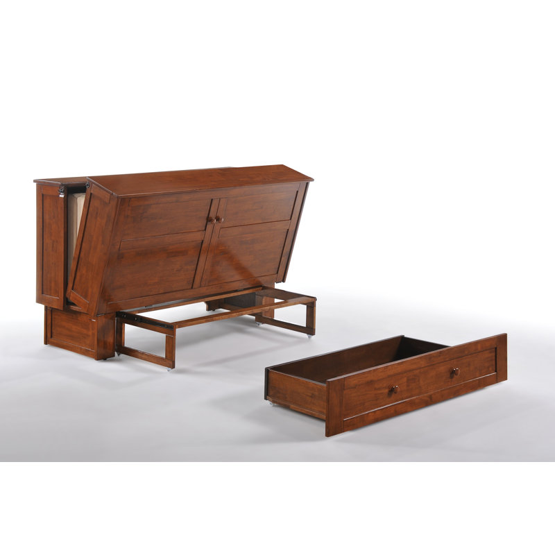 Lit armoire avec grand lit Clover Murphy, Cerisier