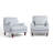 Upholstered Striped Blue Nailhead Trim Accent Chair with Throw Pillow and Solid Wood Legs (Set of 2)-656456464