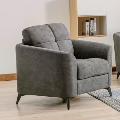 Chaise en tissu tissé gris l 39 po Carlotta