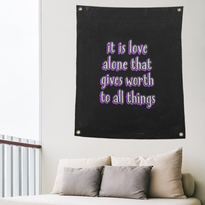 Tapisserie tableau noir de polyester love quot, H 36 po x l 26 po, Mauve