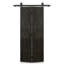 Porte de grange pliante en bois de pin teinté Japanese Series avec quincaillerie coulissante-108596331-108596338