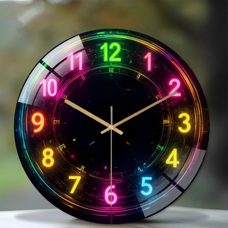Horloge murale DEL avec luminosité réglable_2 - Horloge murale moderne en verre 12 po