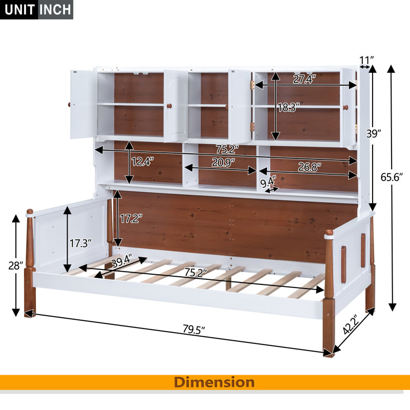 Lit plateforme avec rangement multiple