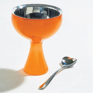 Big Love Ice Cream Bowl with Spoon, Orange