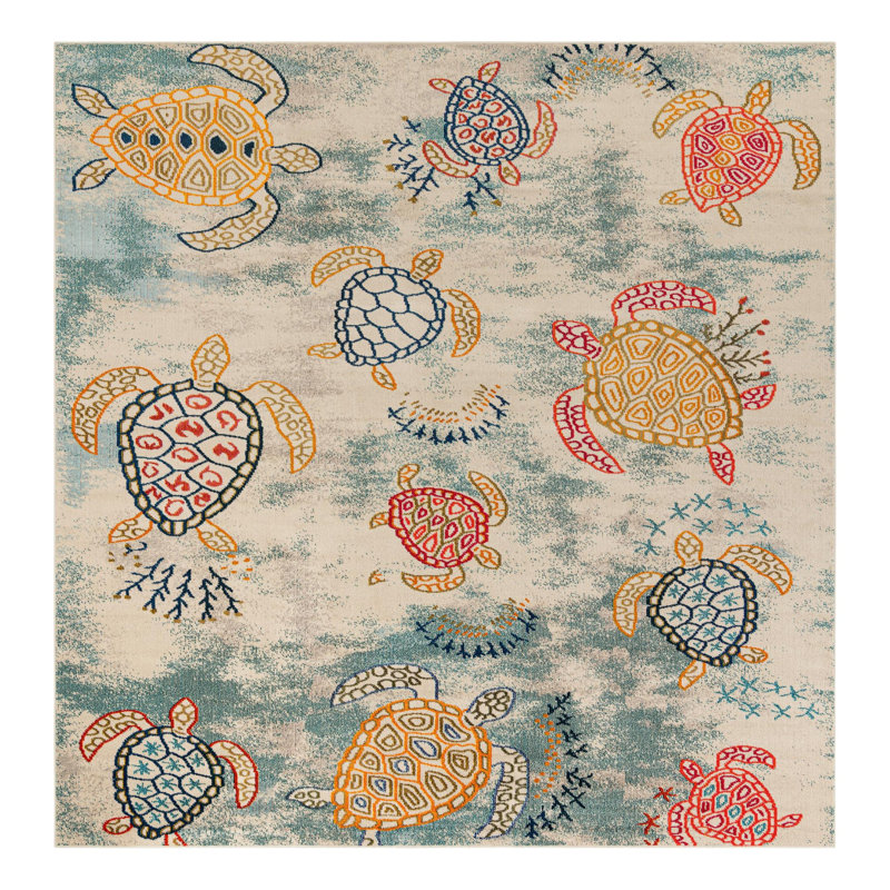 Tapis beige à motif animalier Vargas, Carré 10 pi