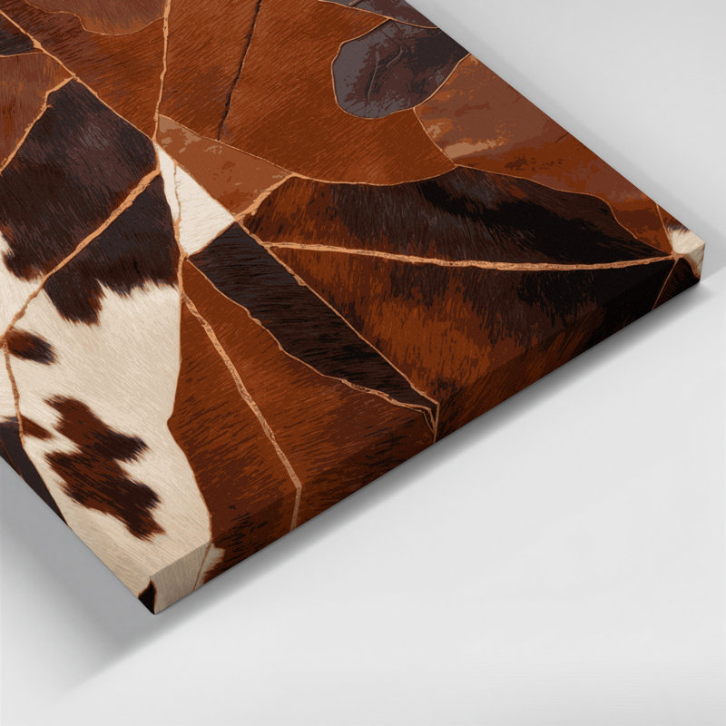 «Southwestern Patterns Cowhide», art mural en toile brun 208, H 11 po x l 14 po