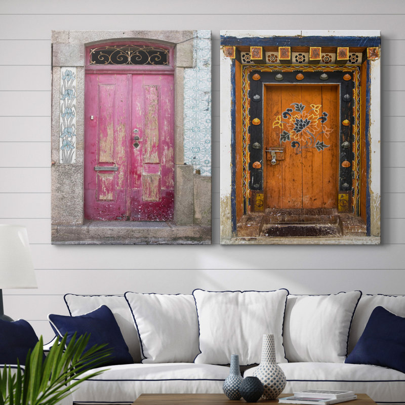 Porte portugaise - ensemble de 2 reproductions de photos, Pas de tapis, H 40 po x l 60 po x P 1 po, Toile tendue