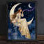 Art mural noir inspiré de la lune, femme encadrée, décorations célestes bohémiennes mystiques-1931557479