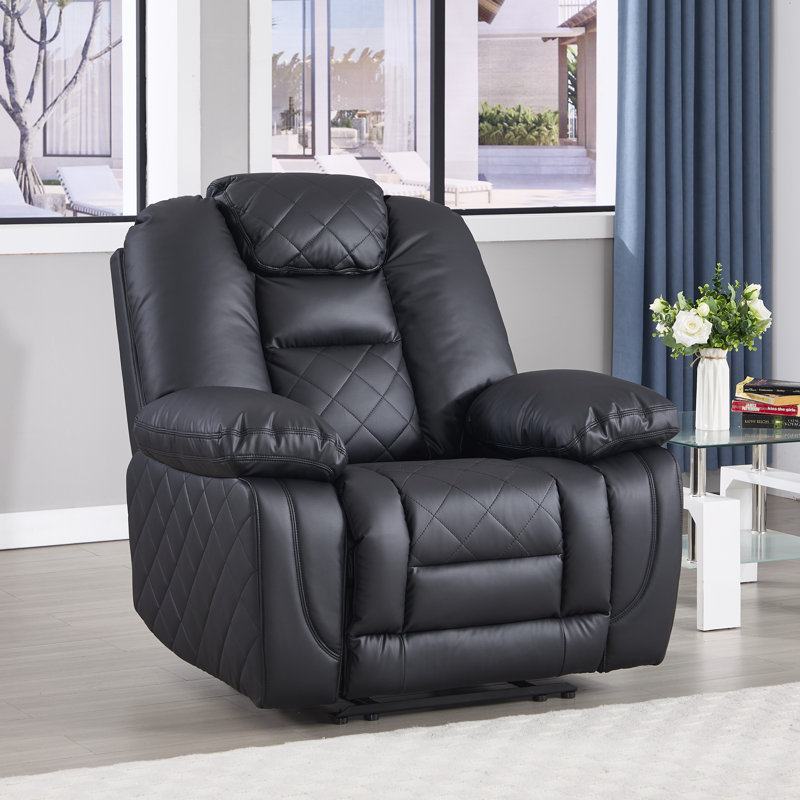 41'' Wide Faux Leather Manual Recliner Chair, Home Theater Seating For Living Room
